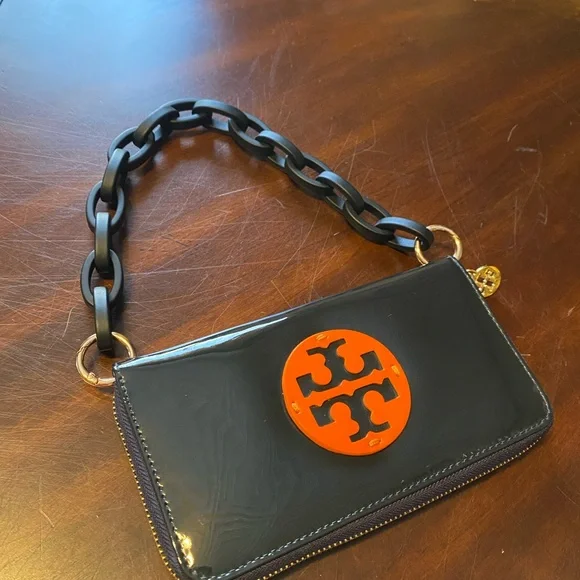 Tory Burch Black and Orange Clutch - Picture 1 of 5